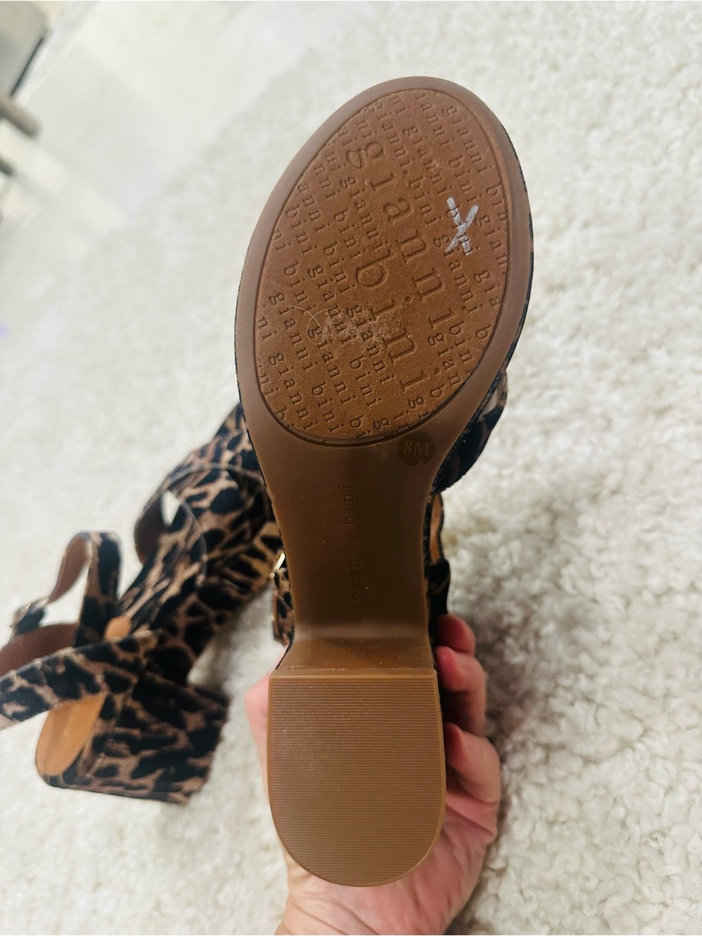 Gianni Bini Leopard Velvet Print Platform Sandals with Ankle Strap - New - Picture 9 of 9